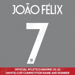 João Félix 7 (Official Atletico Madrid FC 17-22 UEFA CL Ver. White Name and Numbering)